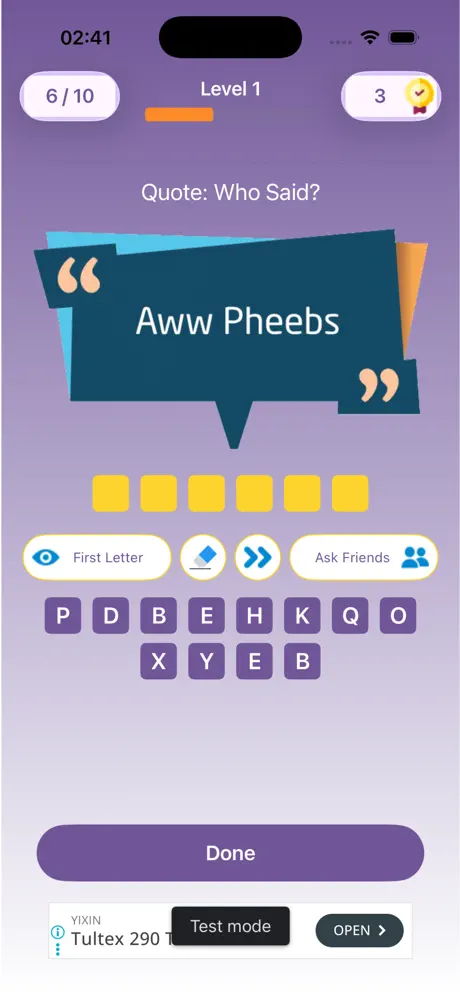 Captura de Friends Quizz en iPhone