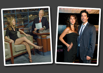 Jennifer Aniston con Letterman y David Schwimmer con Zoe Buckman